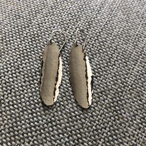 14k white gold hammer style  earrings, never worn just under 2 inches in length